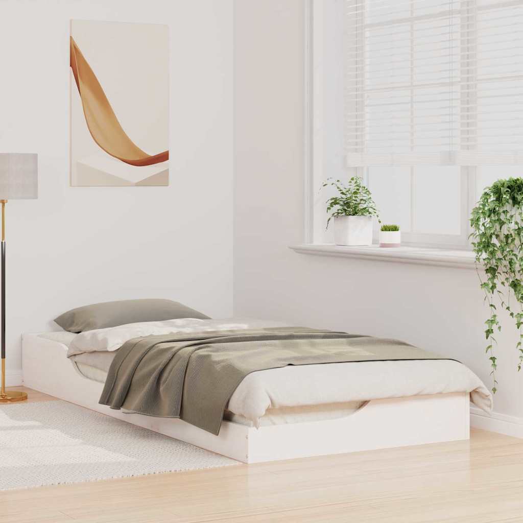 Rám Postele Bílá 80 X 210 Cm Masivní Borové Dřevo