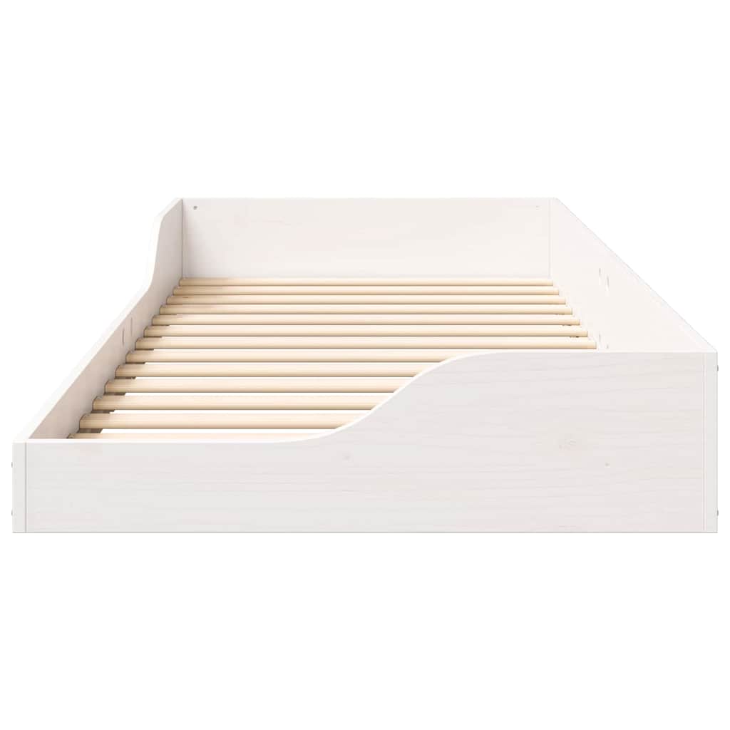 Rám Postele Bílá 80 X 210 Cm Masivní Borové Dřevo