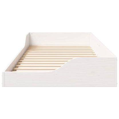 Rám Postele Bílá 80 X 210 Cm Masivní Borové Dřevo