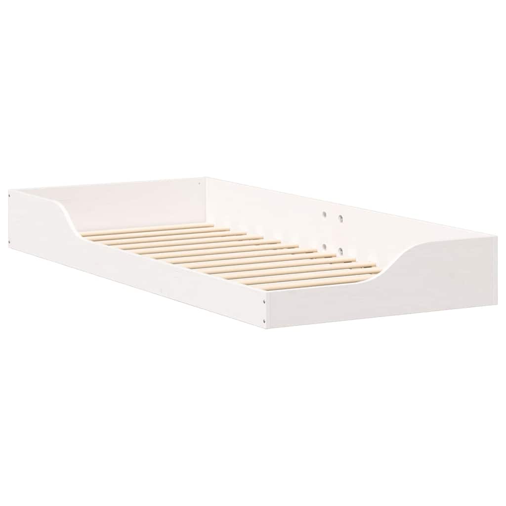 Rám Postele Bílá 90 X 210 Cm Masivní Borové Dřevo