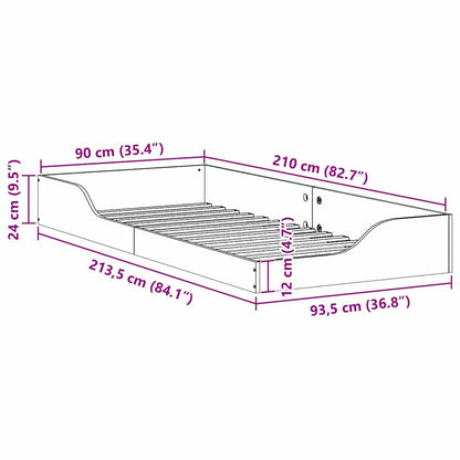 Rám Postele Bílá 90 X 210 Cm Masivní Borové Dřevo