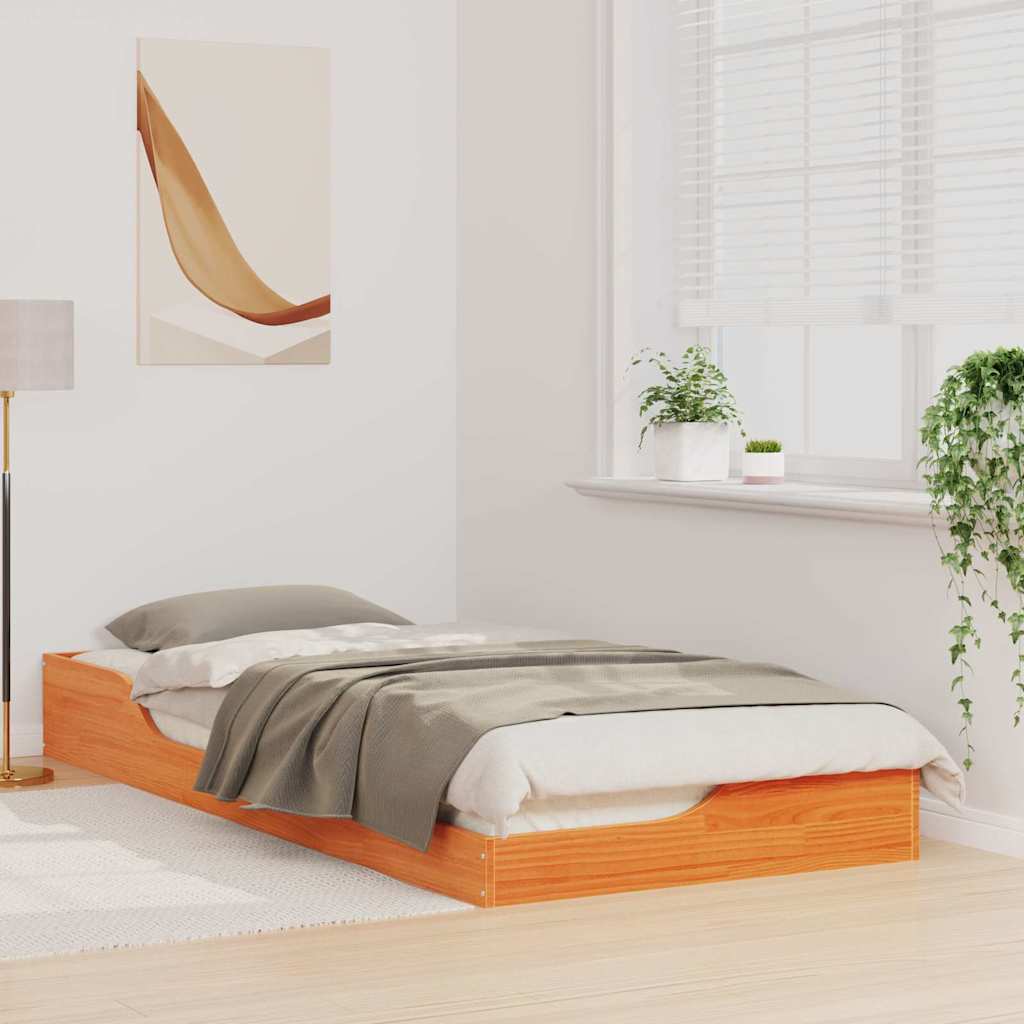 Rám Postele Voskově Hnědá 90 X 210 Cm Masivní Borové Dřevo