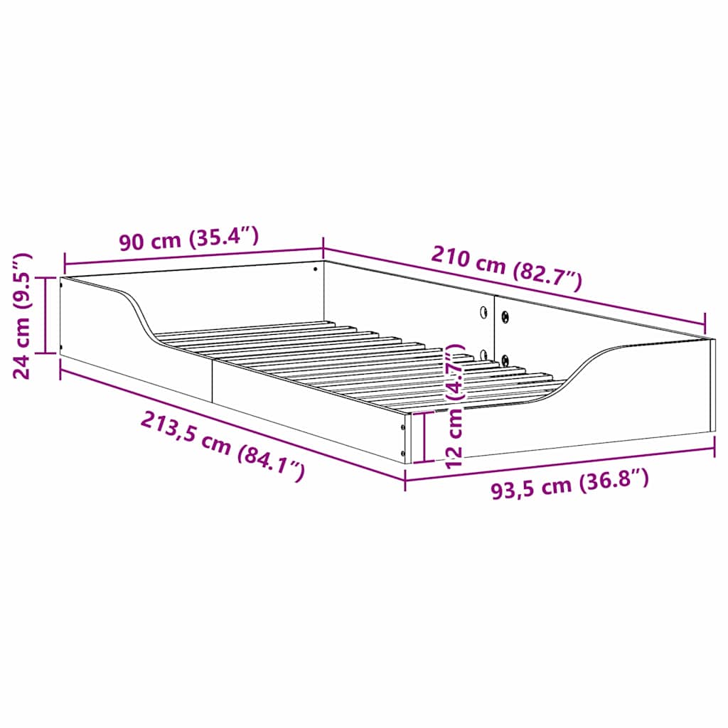 Rám Postele Voskově Hnědá 90 X 210 Cm Masivní Borové Dřevo