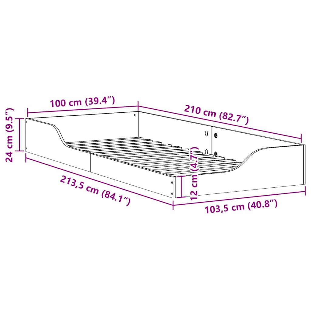 Rám Postele Hnědá 100 X 210 Cm Masivní Borové Dřevo