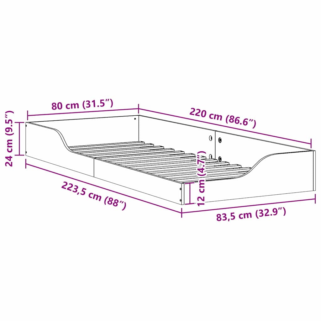 Rám Postele Voskově Hnědá 80 X 220 Cm Masivní Borové Dřevo