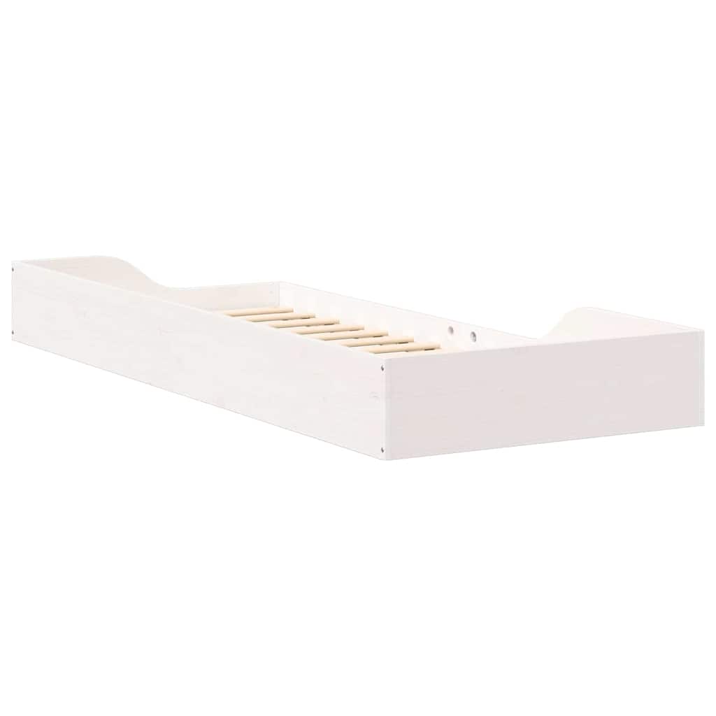 Rám Postele Bílá 90 X 220 Cm Masivní Borové Dřevo