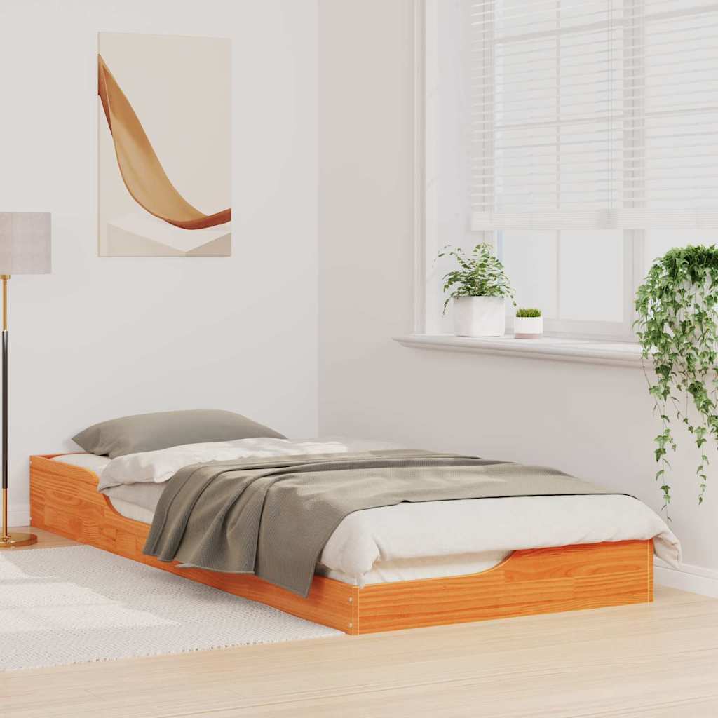 Rám Postele Voskově Hnědá 90 X 220 Cm Masivní Borové Dřevo