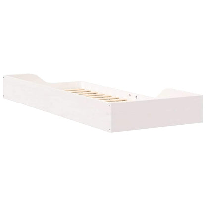 Rám Postele Bílá 100 X 220 Cm Masivní Borové Dřevo
