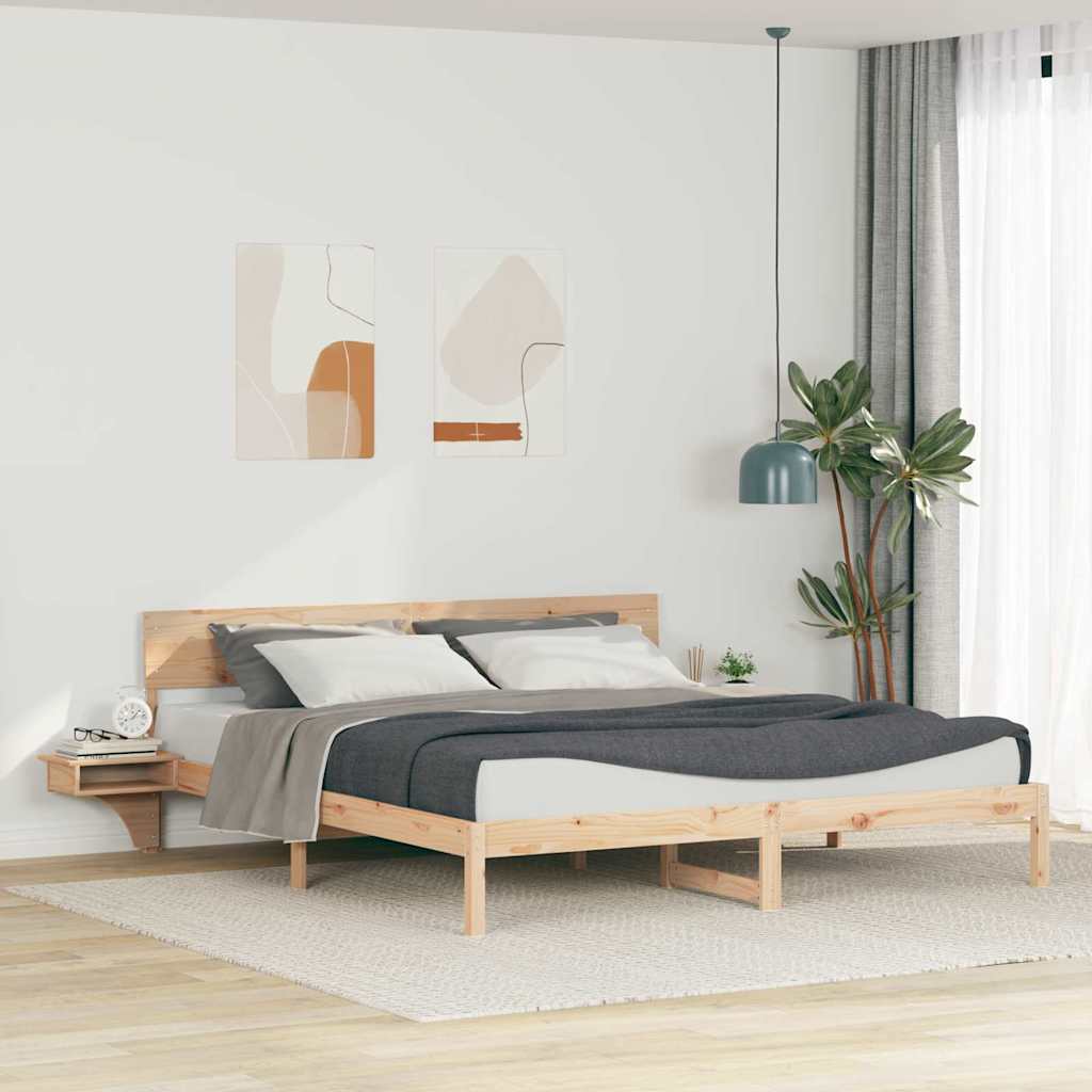Rám Postele S Čelo Hnědá 180 X 200 Cm Masivní Borové Dřevo