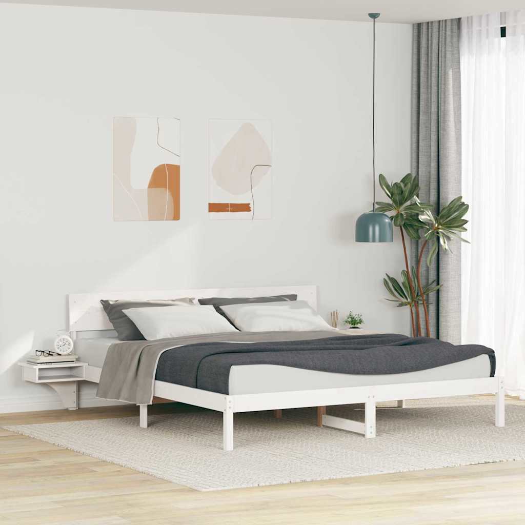 Rám Postele S Čelo Bílá 180 X 200 Cm Masivní Borové Dřevo