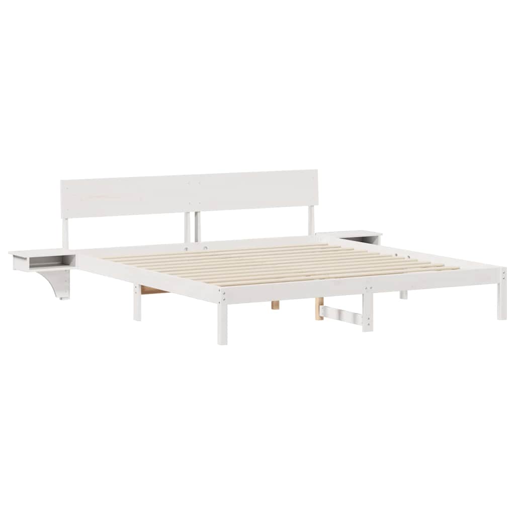 Rám Postele S Čelo Bílá 180 X 200 Cm Masivní Borové Dřevo