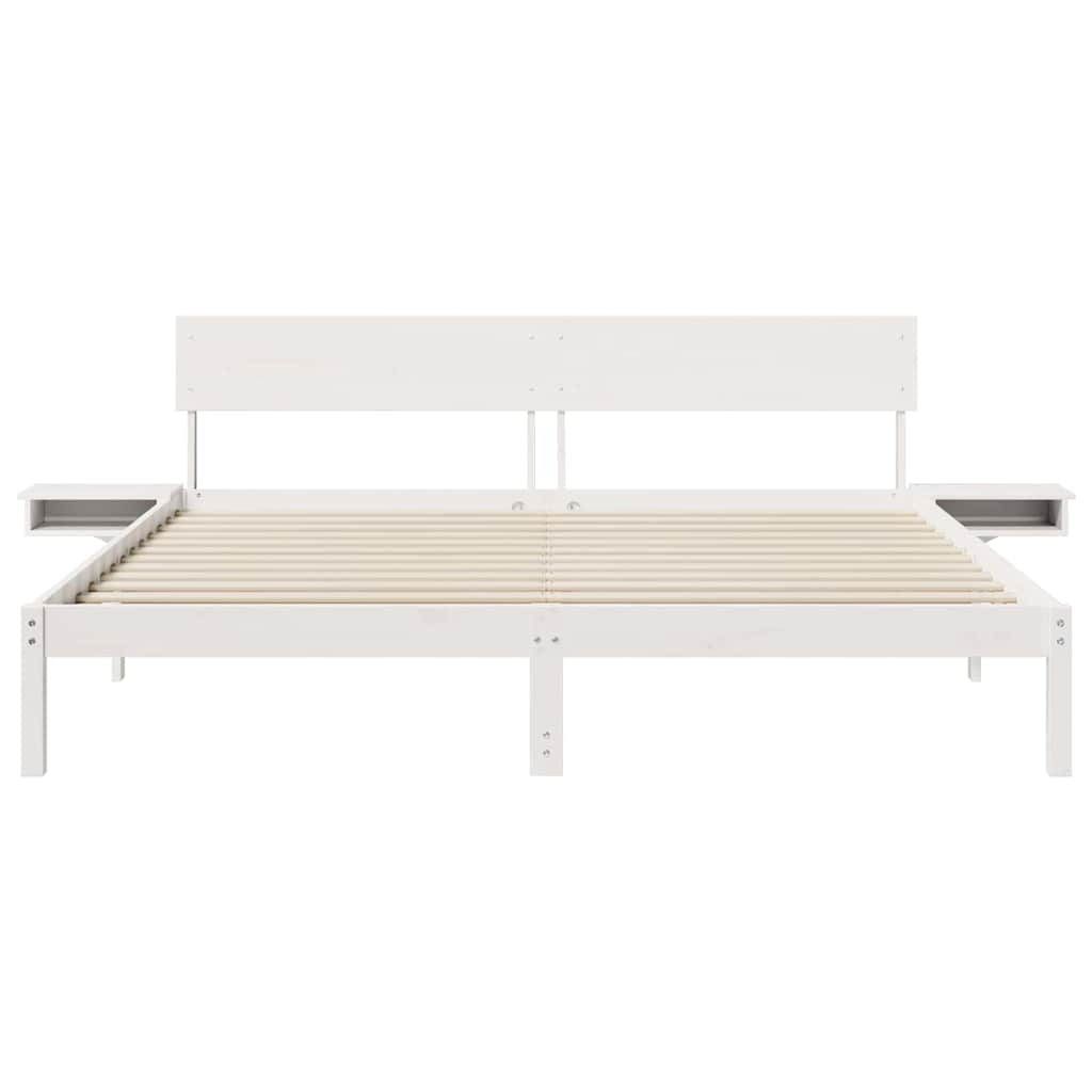 Rám Postele S Čelo Bílá 180 X 200 Cm Masivní Borové Dřevo