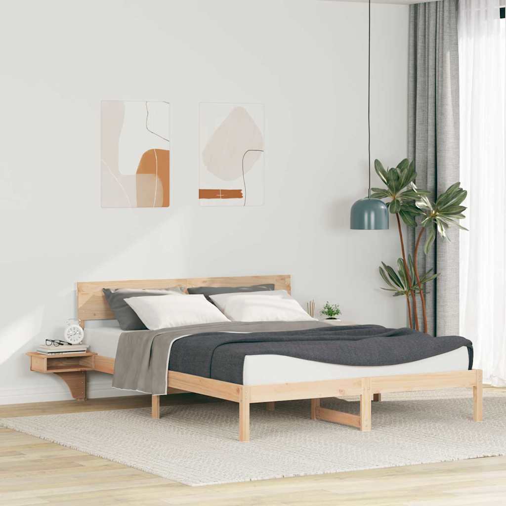Rám Postele S Čelo Hnědá 160 X 200 Cm Masivní Borové Dřevo
