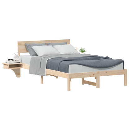 Rám Postele S Čelo Hnědá 140 X 190 Cm Masivní Borové Dřevo