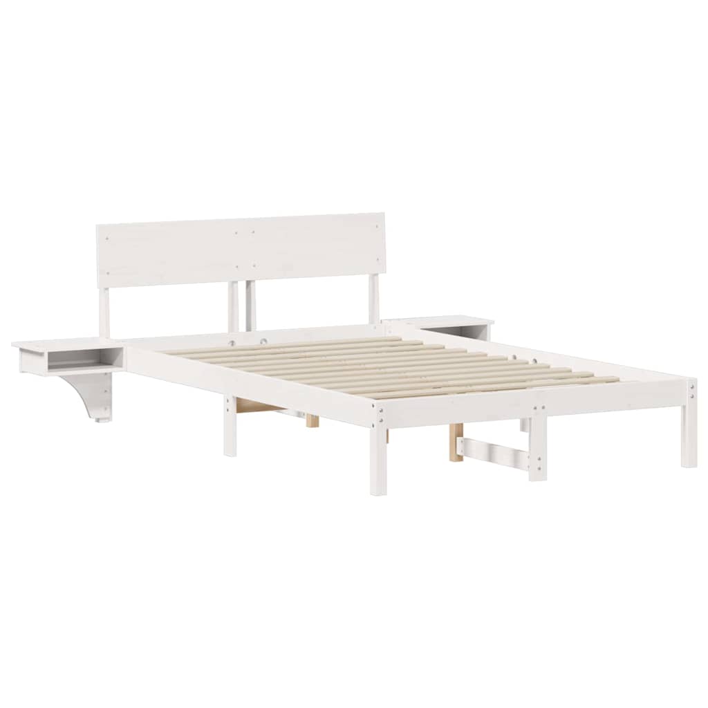 Rám Postele S Čelo Bílá 140 X 190 Cm Masivní Borové Dřevo