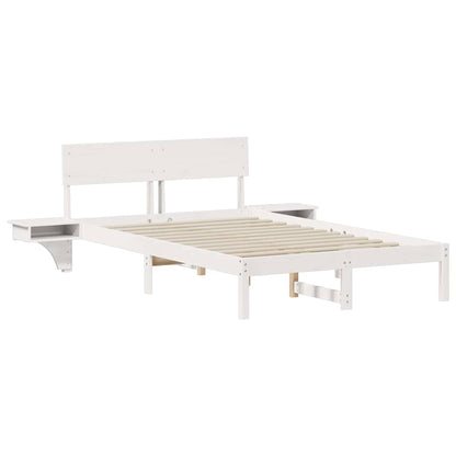 Rám Postele S Čelo Bílá 140 X 190 Cm Masivní Borové Dřevo
