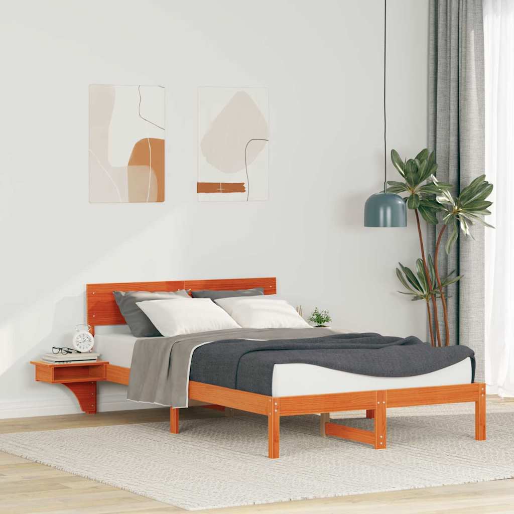 Rám Postele Voskově Hnědá 135 X 190 Cm Masivní Borové Dřevo