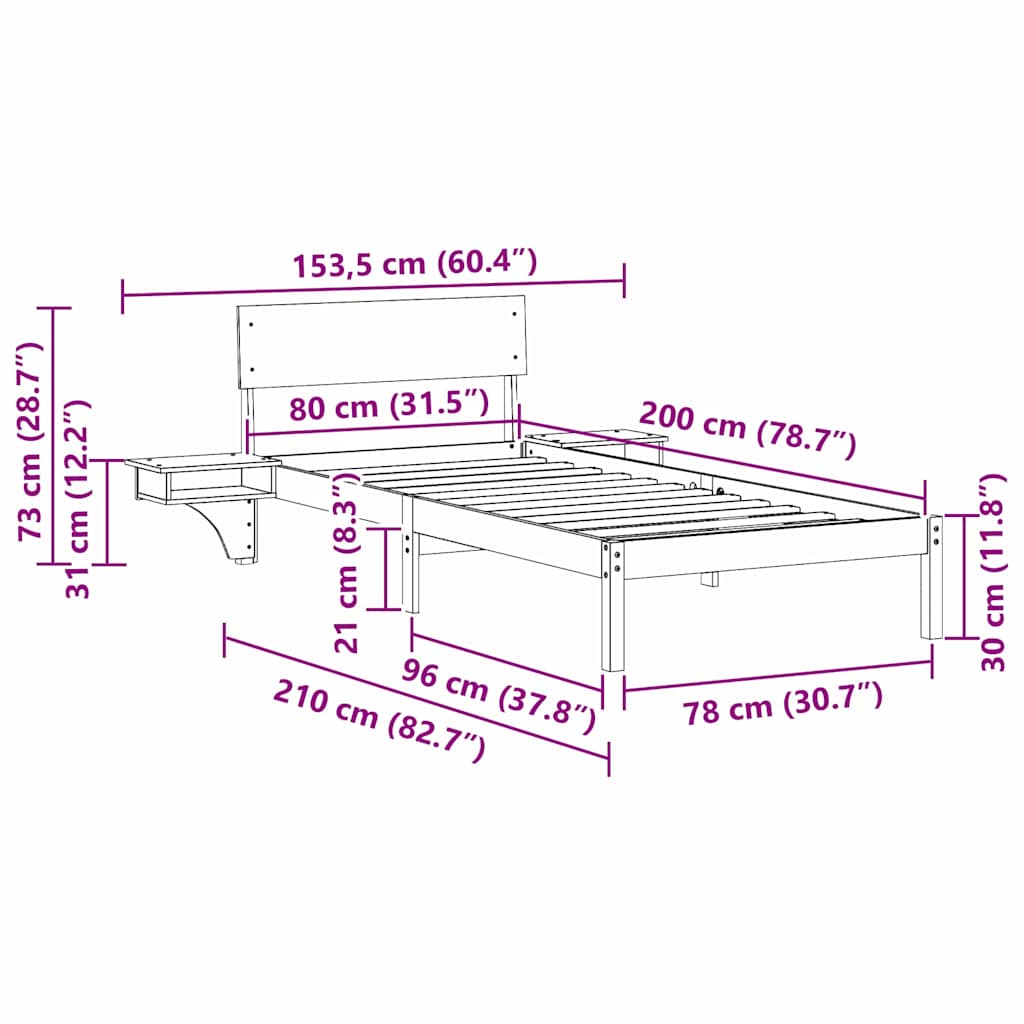 Rám Postele Voskově Hnědá 80 X 200 Cm Masivní Borové Dřevo