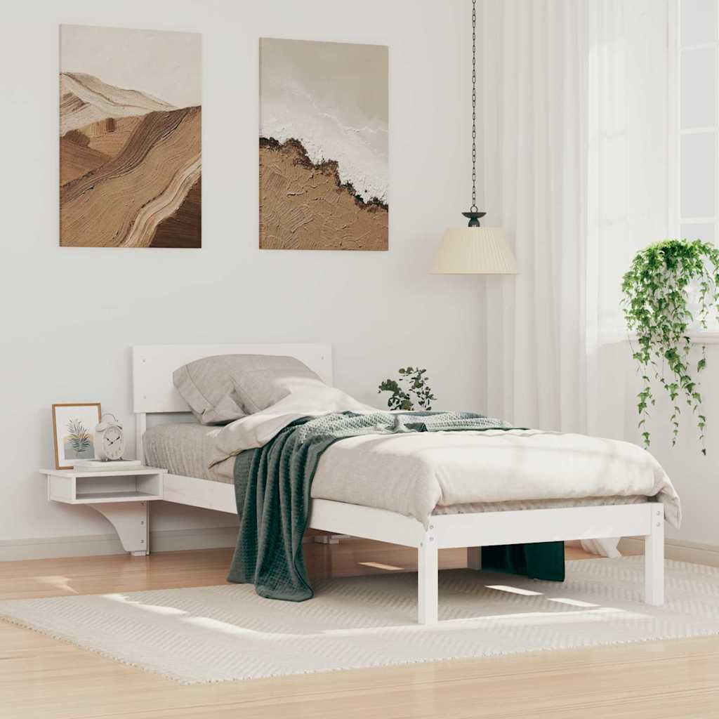 Rám Postele S Čelo Bílá 75 X 190 Cm Masivní Borové Dřevo
