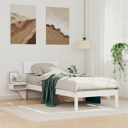Rám Postele S Čelo Bílá 75 X 190 Cm Masivní Borové Dřevo