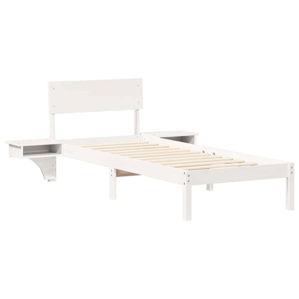 Rám Postele S Čelo Bílá 75 X 190 Cm Masivní Borové Dřevo
