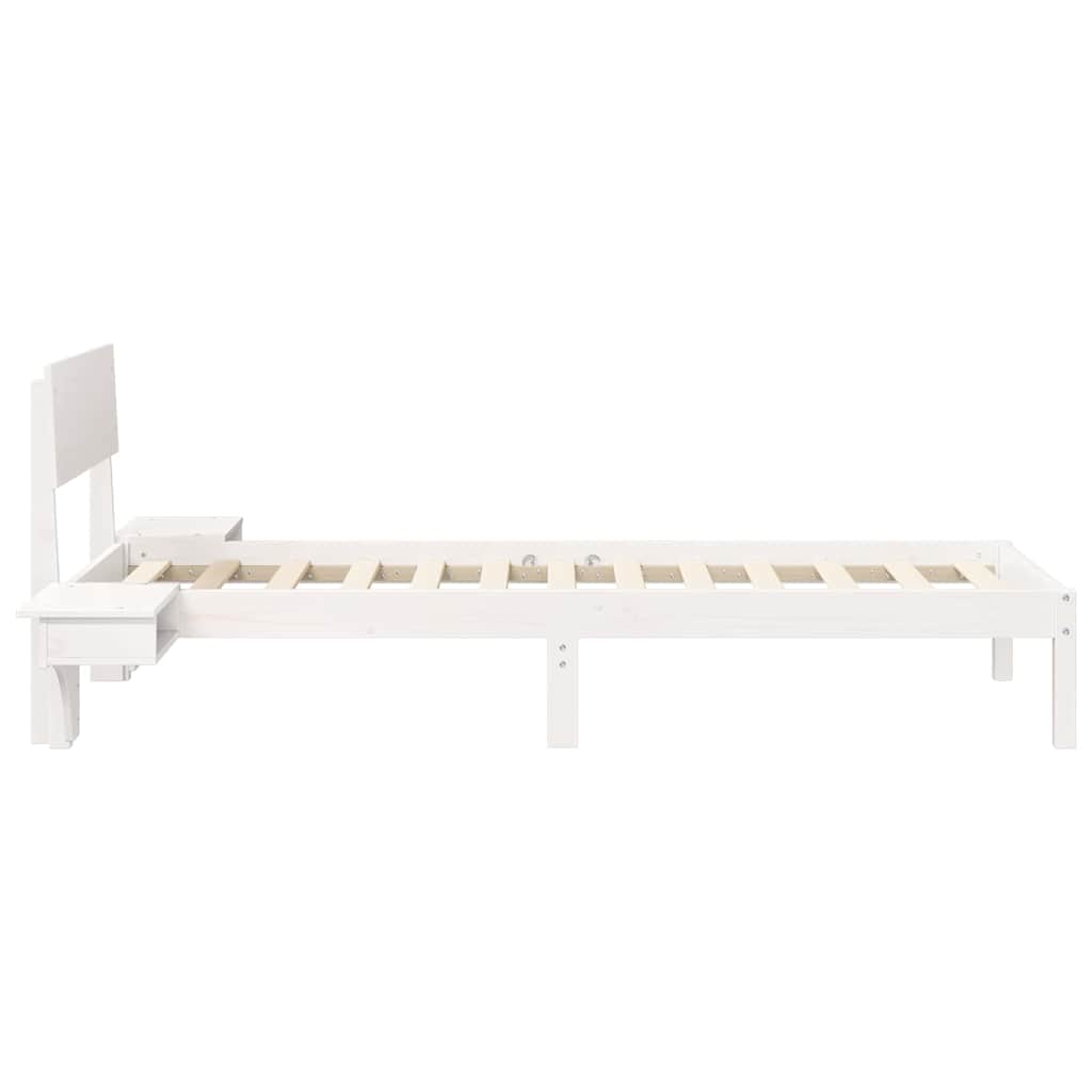 Rám Postele S Čelo Bílá 75 X 190 Cm Masivní Borové Dřevo