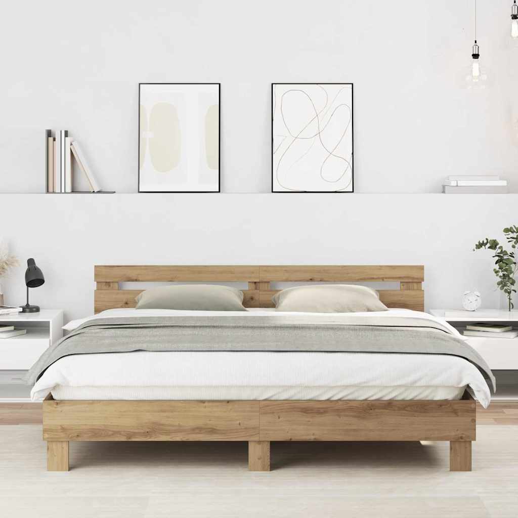 Rám Postele Artisanový Dub 203 X 185 X 70 Cm Kompozitní Dřevo