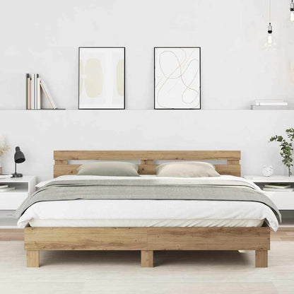 Rám Postele Artisanový Dub 203 X 185 X 70 Cm Kompozitní Dřevo