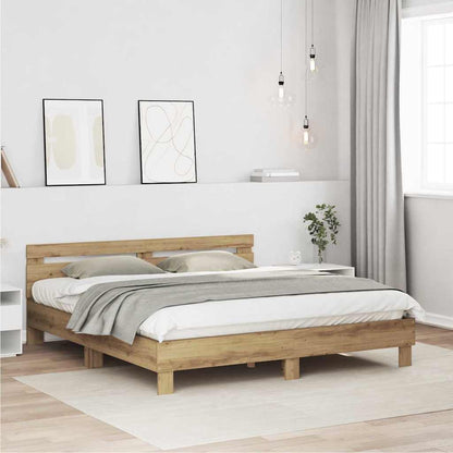 Rám Postele Artisanový Dub 203 X 185 X 70 Cm Kompozitní Dřevo