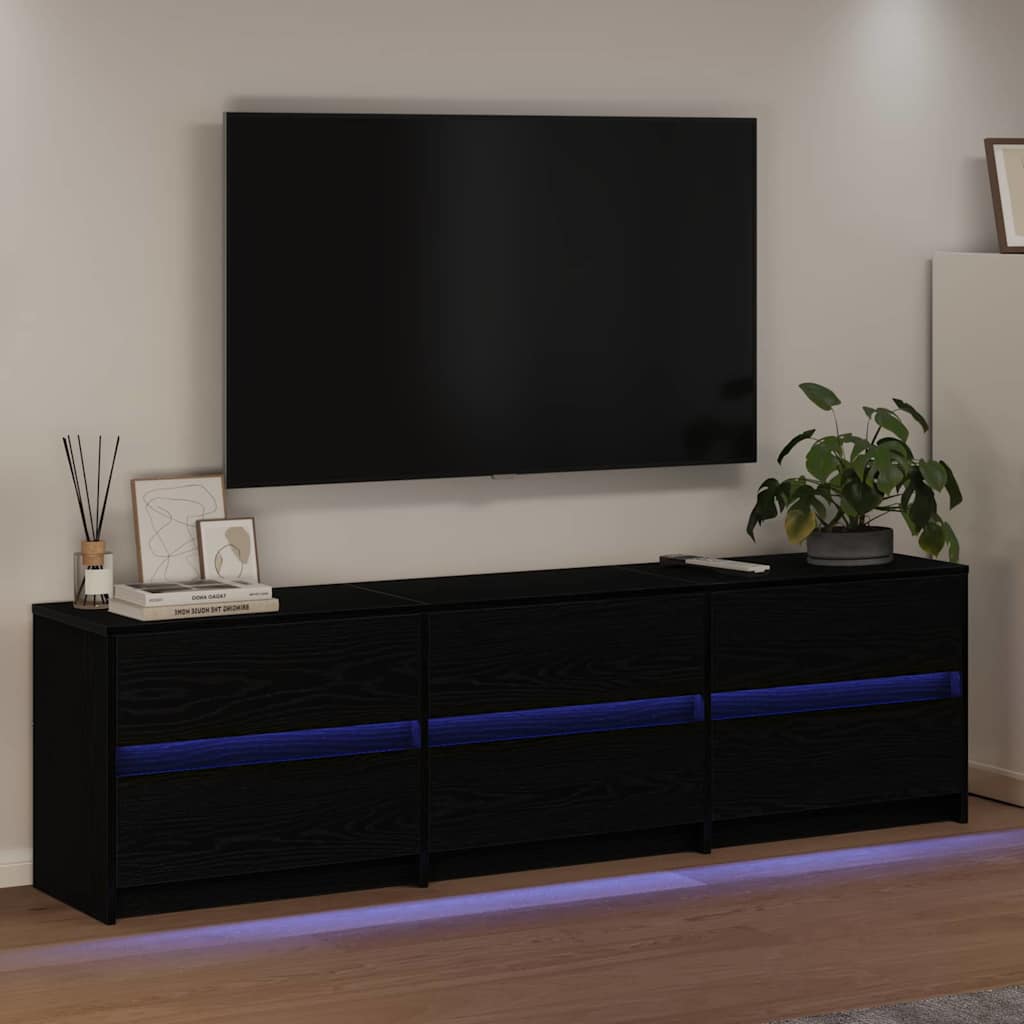 Tv Jednotky 180 X 34 X 50 Cm Černý Dub Kompozitní Dřevo