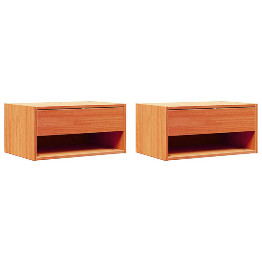 Noční Stolek Se Zásuvkou 2 Pcs Voskově Hnědá 50 X 32,5 X 24 Cm