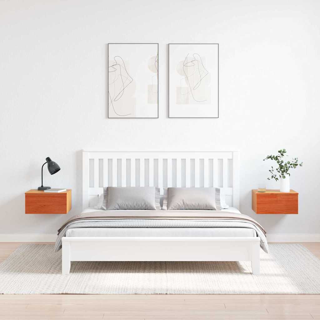 Noční Stolek Se Zásuvkou 2 Pcs Voskově Hnědá 37 X 35 X 18,5 Cm