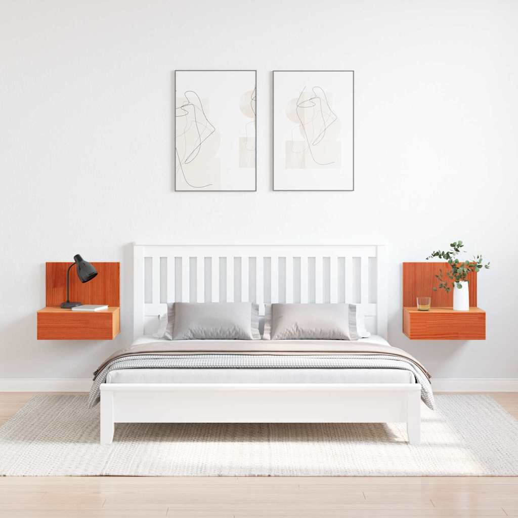 Noční Stolek Se Zásuvkou 2 Pcs Voskově Hnědá 42 X 32,5 X 40 Cm