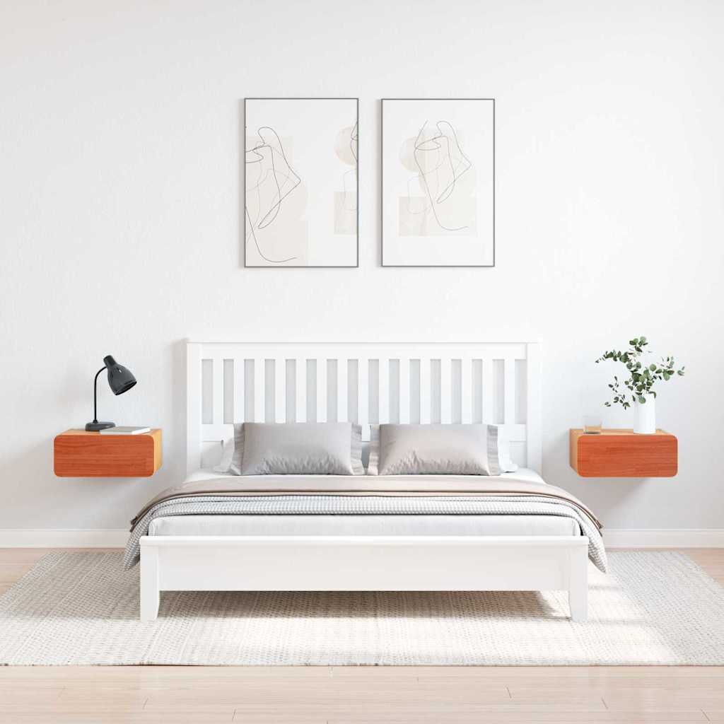 Noční Stolek Se Zásuvkou 2 Pcs Voskově Hnědá 39 X 34 X 16,5 Cm