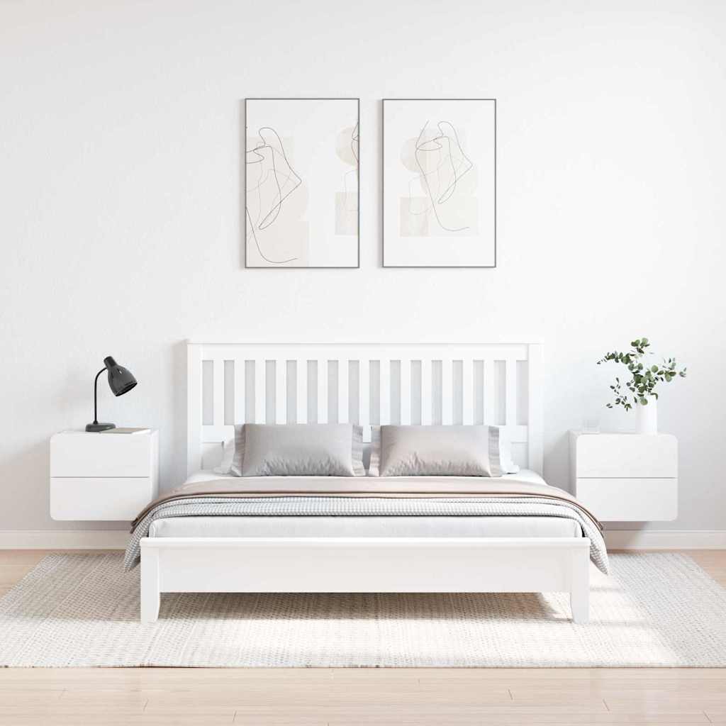 Noční Stolek 2 Pcs Bílá 39 X 34 X 33 Cm Masivní Borové Dřevo