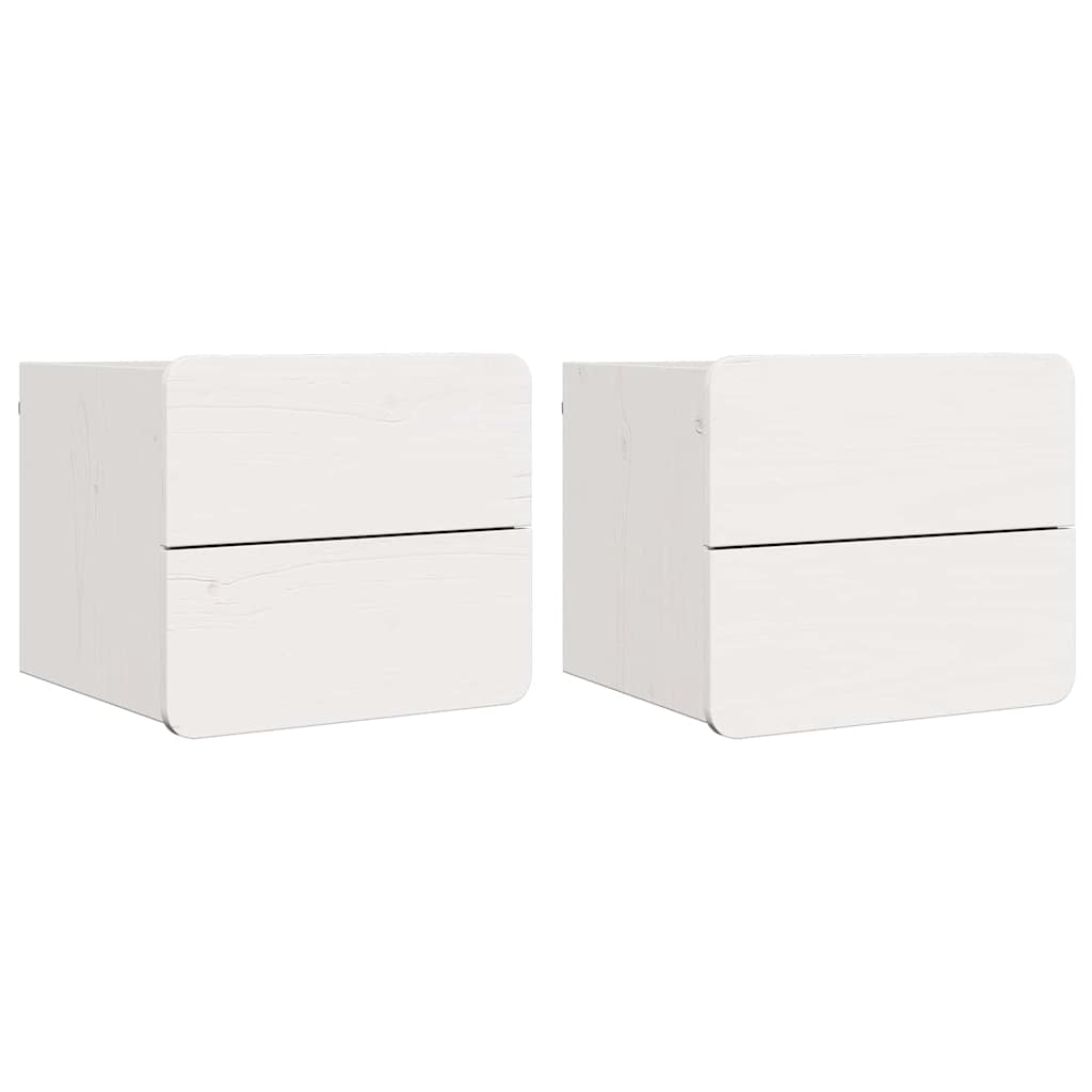 Noční Stolek 2 Pcs Bílá 39 X 34 X 33 Cm Masivní Borové Dřevo