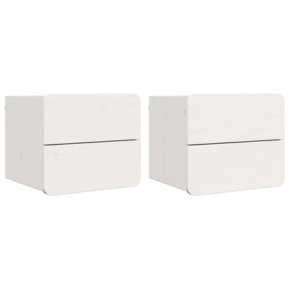 Noční Stolek 2 Pcs Bílá 39 X 34 X 33 Cm Masivní Borové Dřevo
