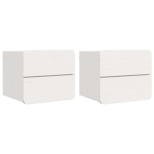 Noční Stolek 2 Pcs Bílá 39 X 34 X 33 Cm Masivní Borové Dřevo