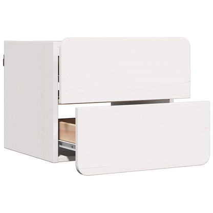 Noční Stolek 2 Pcs Bílá 39 X 34 X 33 Cm Masivní Borové Dřevo