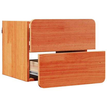 Noční Stolek 2 Pcs Hnědá 39 X 34 X 33 Cm Masivní Borové Dřevo