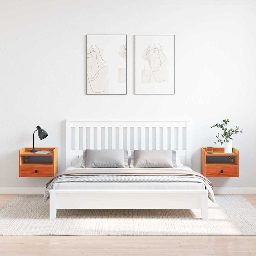Noční Stolek Se Zásuvkou 2 Pcs Voskově Hnědá 38 X 36 X 29,5 Cm