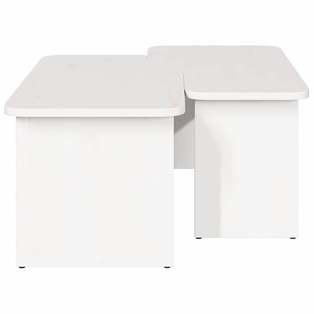 Konferenční Stolek 2 Pcs Bílá Masivní Borovicové Dřevo