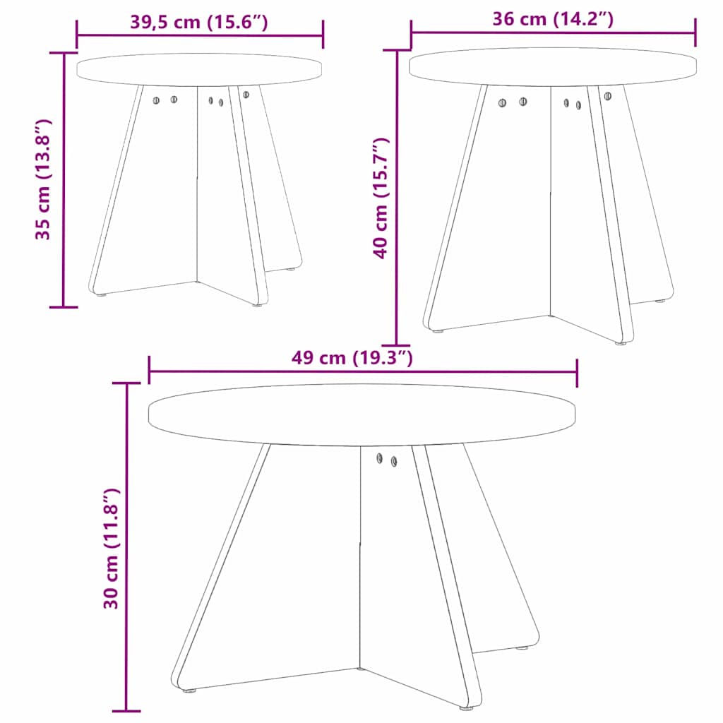 Konferenční Stolek 3 Pcs Bílá