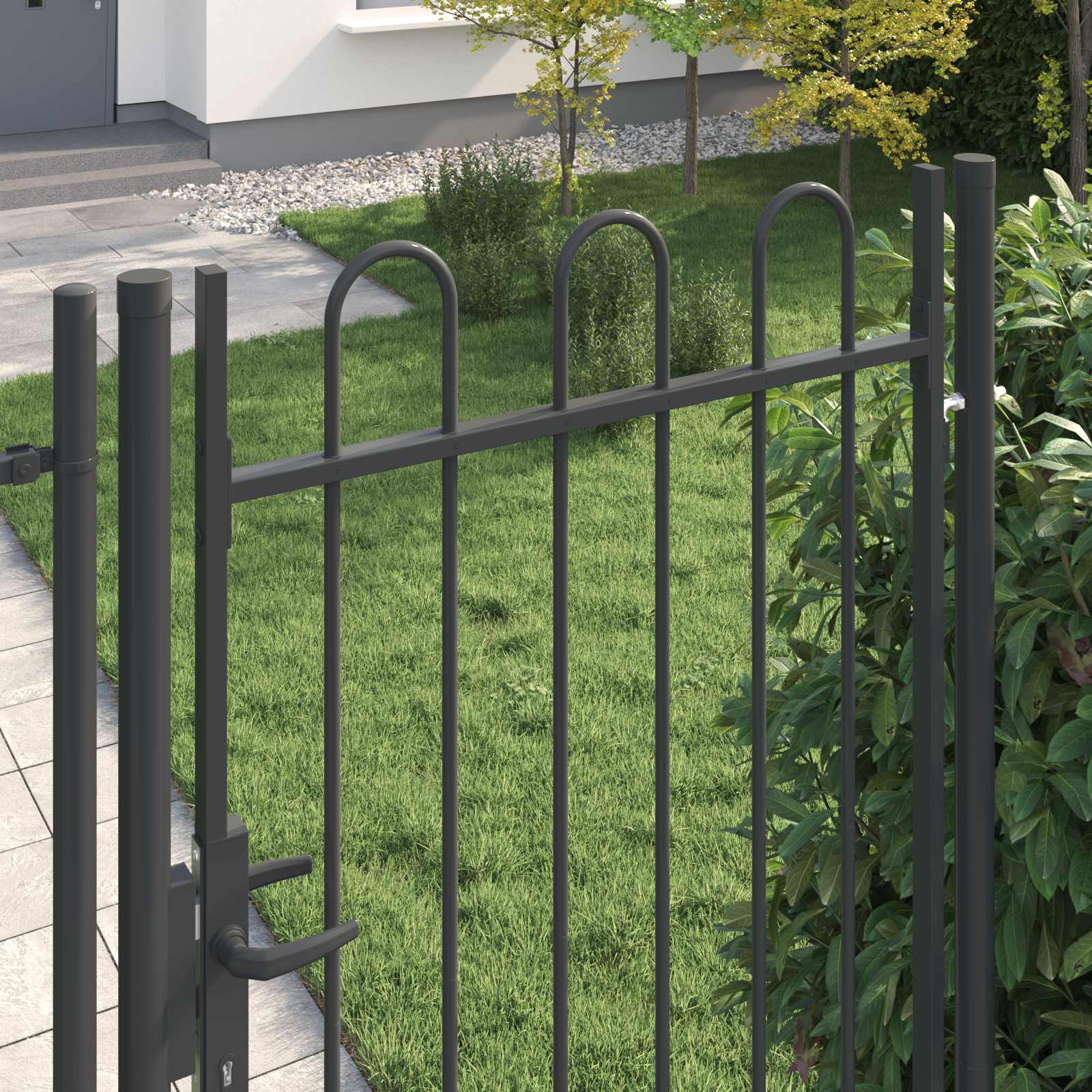 Brána Na Plot Boxtel 103 X 250 Cm Práškově Lakovaná Ocel Šedá