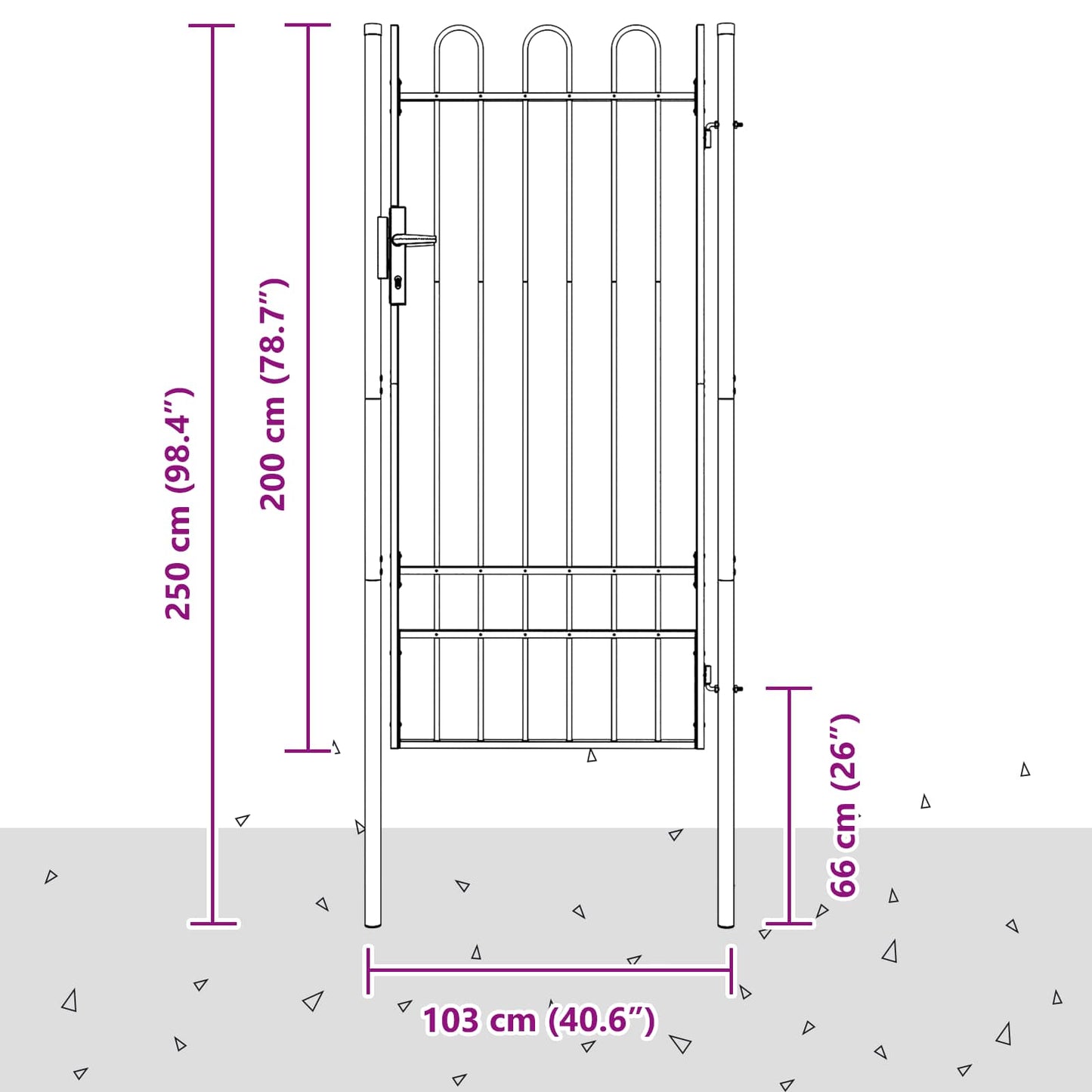 Brána Na Plot Boxtel 103 X 250 Cm Práškově Lakovaná Ocel Šedá