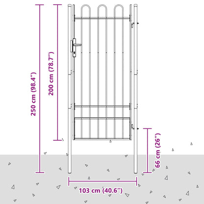 Brána Na Plot Boxtel 103 X 250 Cm Práškově Lakovaná Ocel Šedá