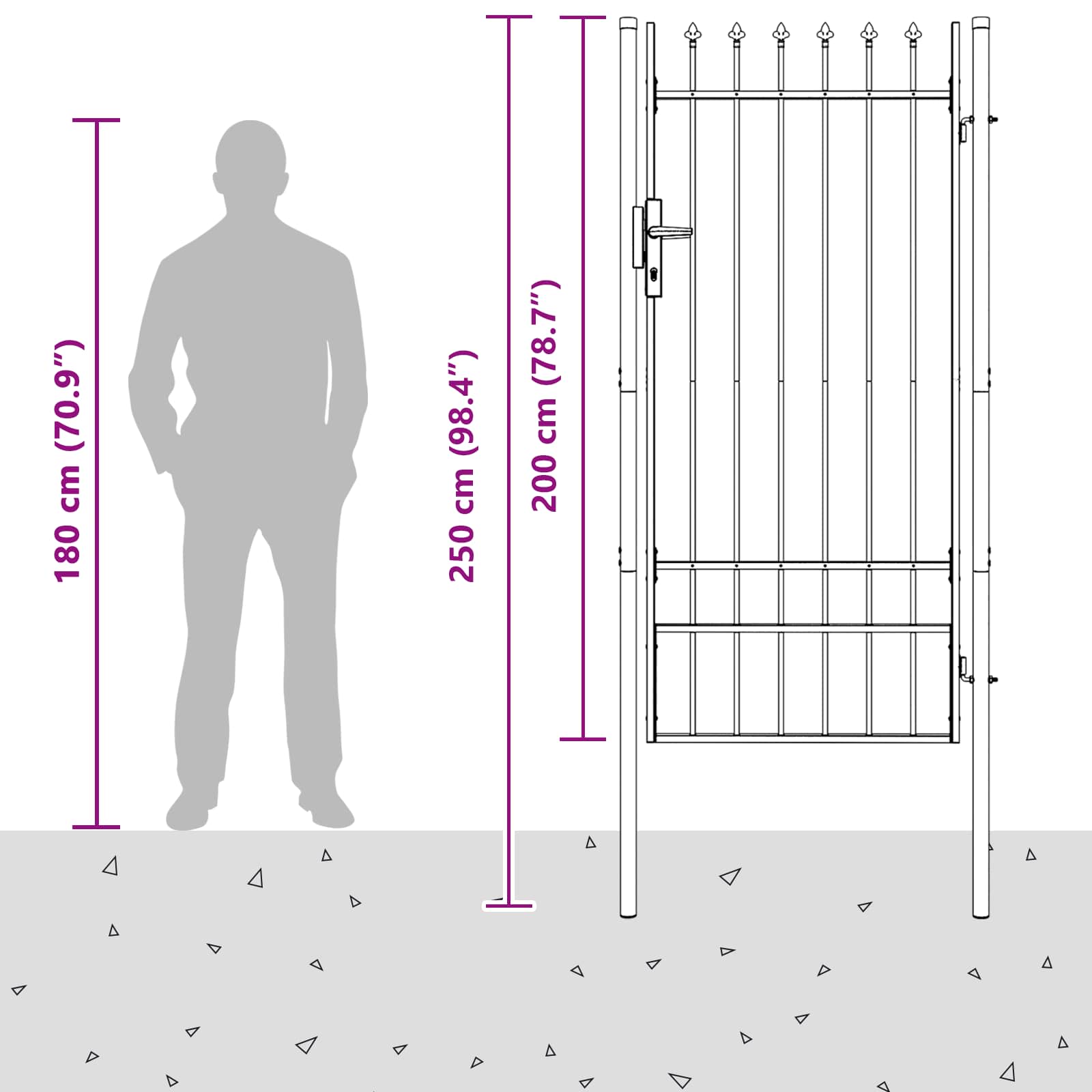 Brána Na Plot Boxtel 103 X 250 Cm Práškově Lakovaná Ocel Šedá