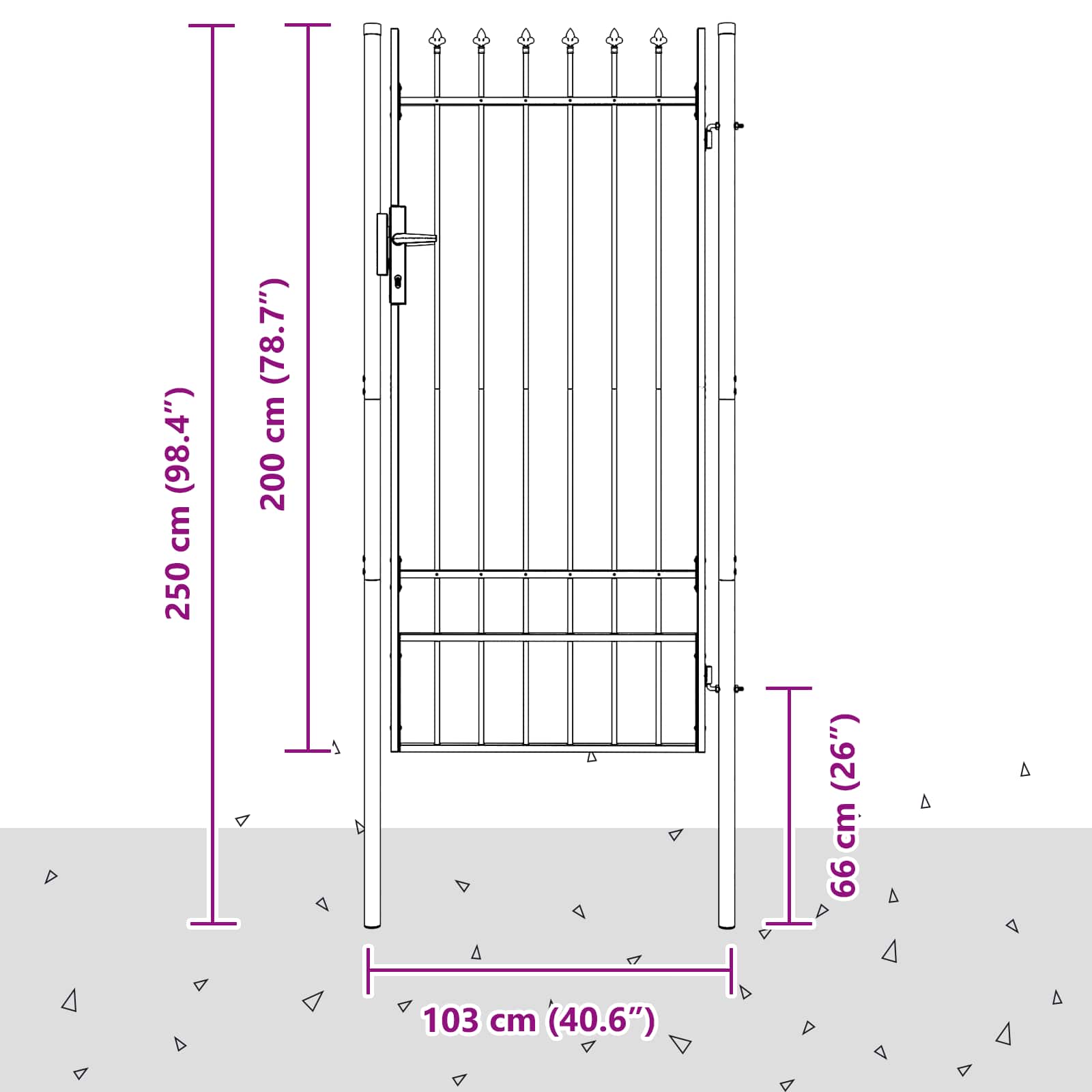 Brána Na Plot Boxtel 103 X 250 Cm Práškově Lakovaná Ocel Šedá