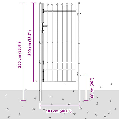 Brána Na Plot Boxtel 103 X 250 Cm Práškově Lakovaná Ocel Šedá