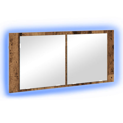 Led Zrcadlová Skříň Staré Dřevo 100 X 12 X 45 Cm